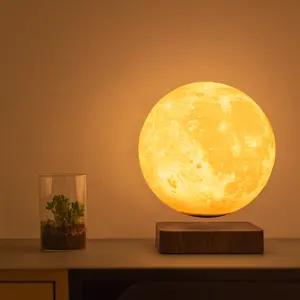 Yüksek kalite 18CM ay Led ofis masası dokunmatik kontrol manyetik Levitating yüzen kolye ev ışık