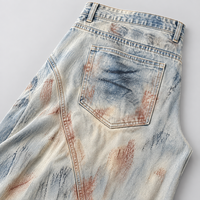 Fabricant OEM ODM de jeans vintage à jambe large, effet usé artistique, style streetwear, service d'usine pour marque privée