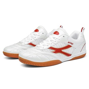 Zapatillas de tenis de mesa unisex blancas y rojas de malla, deportivas, con cordones, suela de goma antideslizante, transpirables, para uso en interiores de verano. - Product Image 5