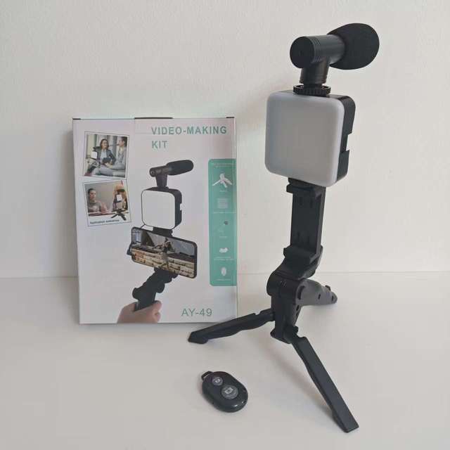 Hot Sale AY-49 BT Vlogging Kit LED Fill Light + Shotgun Microphone Tripod Stand Mobile Video Making Kit Live Streaming Equipment