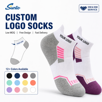 Chaussettes de sport athlétiques personnalisées avec logo, color block, en mélange de coton respirant, avec soutien de la voûte plantaire, pour la course, l'entraînement et la gym
