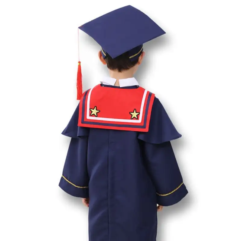 अनुकूलित लोगो डिजाइन मैट प्रीचुल किंडरगार्टन स्नातक कैप और बच्चों के लिए गाउन