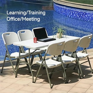 Bán buôn bền hình chữ nhật gấp bảng thiết kế hiện đại HDPE PP nhựa và kim loại cho đồ nội thất ngoài trời Tùy Chỉnh OEM ODM - Product Image 4