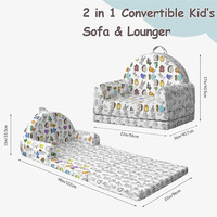 Canapé-lit enfant 2-en-1 pliable en mousse, certifié OEKO-TEX, nouveau style, pour chambre d'enfant