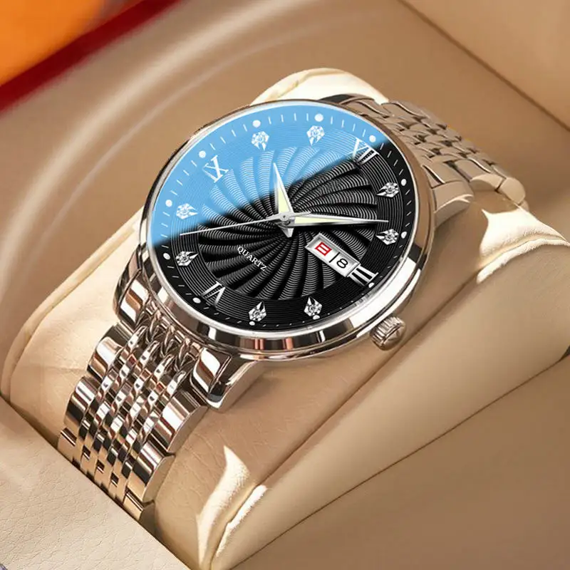 Custom LOGO Hot Models Business Men's Wrist Watch Waterproof Gold Watch Classic Stainless Steel Fashion Quartz Watches