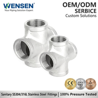 Wenzhou Croix à quatre voies à filetage femelle en acier inoxydable 304, accessoires de raccord de plomberie