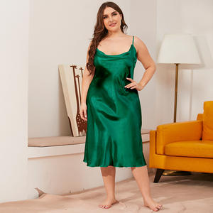 Pigiama in Seta Abiti Lunghi in Raso Abiti Sottoveste Tinta Unita Abiti da <span class=keywords><strong>Notte</strong></span> Taglie Forti - Product Image 4