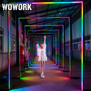 2024 WOWORK ayakta led dev çerçeve neon düğün yolu tünel ışıkları düğün için sahne arka fon dekorasyonu