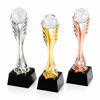 Trophée personnalisé en résine électroplaquée avec ailes, sphère de cristal, or, argent, rose, récompense de reconnaissance pour partenaires, vente en gros