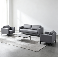 Ensemble de canapés en cuir PU gris 1+1+3, ensemble de canapés modernes économiques pour salon, bureau à domicile et usage commercial