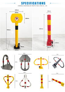 <strong>Parking</strong> Folded Post <strong>Bollard</strong> <strong>Folding</strong> Heavy Metal <strong>Parking</strong> Barrier Lock with Warning Stripes for Home Garage Traffic Street Decor - Product Image 3
