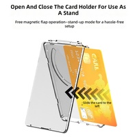 Porte-cartes magnétique pliable avec support adhésif transparent pour bureau, en PC, pour cartes d'identité et photos polaroid