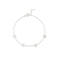 Bracelet pour femme AOFEI en acier inoxydable plaqué or 18 carats avec pendentif trèfle à quatre feuilles vierge, personnalisable par gravure laser de logo