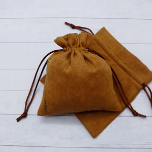Brown suede drawstring pouch for small jewelry luxury jewellery pouches with logo custom