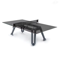 Table de tennis de table italienne moderne en verre transparent, convertible en bureau et table à manger, de luxe, en cristal, OEM ODM, taille personnalisée, pour le sport