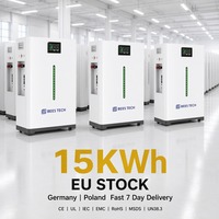 Bande LED lumineuse LiFePO4 15 kWh 51,2 V 300 Ah avec onduleur 15 kW pour stockage d'énergie domestique, plus de 10 000 cycles, en stock UE et Allemagne