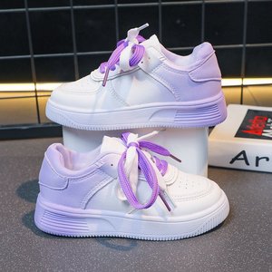 Baskets compensées dégradées pour femmes, chaussures décontractées blanches printemps-automne pour filles, tige en PU respirante, style universitaire, course à pied - Product Image 1