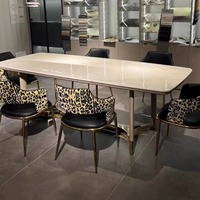 Chaise de salle à manger de luxe italienne avec base en acier inoxydable, design à motif léopard, dossier en cuir PU moderne, pour la maison, le bureau, la salle de bain