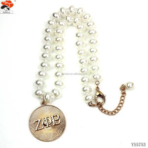 ZETA PHI BETA Klassische griechische Sorority Logo Letter Set Einzelne Vintage Faux <span class=keywords><strong>Pearl</strong></span> Halskette Armband Ohrring-für Hochzeit oder Party - Product Image 5
