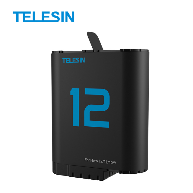 Telesin Accessories for Go Pro Hero 12 11 10 9 Camera Portable Battery Storage 3-slot Charger Box with 2pcs Batteries Set
