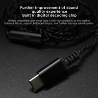 ND D6 Type c câble audio d'ordinateur de téléphone Android noir 2 broches câble audio d'écouteur intra-auriculaire câble d'écouteur détachable KZ CCA TRN QKZ