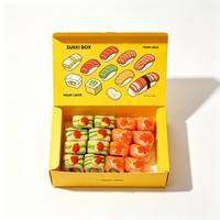 Boîte d'emballage en papier pour sushis avec logo personnalisé, boîte à emporter de qualité alimentaire pour gâteaux de sushis avec logo de marque, boîte en papier facile à assembler