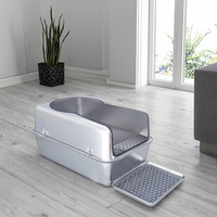 Bac à litière carré automatique en acier inoxydable de qualité supérieure, nettoyage facile, adapté au sable, accessoire de toilette confortable