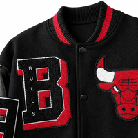 Blouson bomber ample style baseball pour homme, brodé inspiré du basketball, coupe-vent en polyester, vêtement décontracté, tailles XS-XL