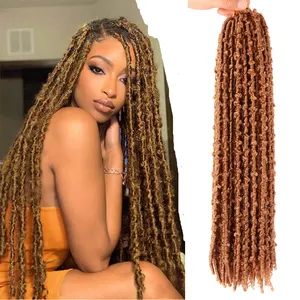 Extensiones de pelo de ganchillo de 24 pulgadas, trenzas largas de mariposa desgastadas, trenza de pelo suave de imitación, trenzas de ganchillo