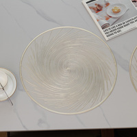 Napperons et sous-plats ronds en PVC métallisé doré à motif feux d'artifice, écologiques et résistants à la chaleur, pour usage en restaurant