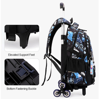 Ensemble de sac à dos à roulettes 3-en-1 pour enfants, sac d'école, sac à déjeuner, trousse à crayons, imperméable, dessin animé, pour la maternelle