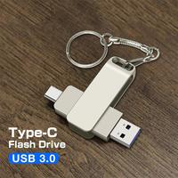 Nouvelle clé USB 3.0 personnalisée avec logo, à bas prix, capacité de 16 Go à 128 Go, interface rotative en métal, clé USB C