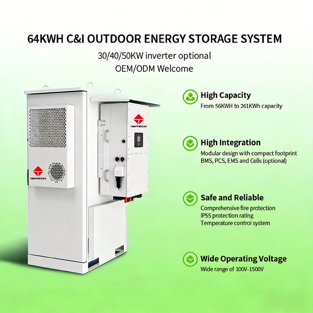 Commercial Energy Storage Cabinet ESS 80kW 100kW 120kW LiFePO4 Lithium Battery IP65 Waterproof for Rooftop Solar Installation