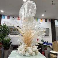 Centres de table de mariage de haute qualité SMS, fleurs géantes à dégradé de couleurs, fleurs en organza de soie, installation artistique florale pour la décoration de table de banquet