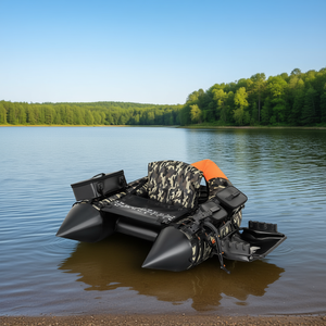 Radeau de pêche portable avec 3 boîtes de rangement amovibles, bateau gonflable en nylon camouflage pour usage extérieur - Product Image 2