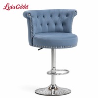 Chaise de bar en velours de luxe léger avec repose-pieds, réglable en hauteur, pivotante, élégante, pour comptoir, idéale pour hôtels et centres commerciaux