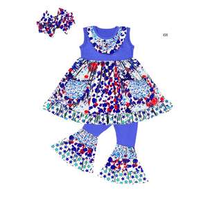 Ensembles de vêtements pour enfants à la mode pour le 4 juillet, robe à bretelles et pantalon cloche pour filles, tenue pour filles, ensembles pour enfants, vêtements pour enfants - Product Image 4