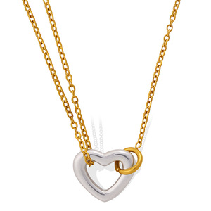 สร้อยคอจี้รูปหัวใจสองสี ทอง-เงิน สแตนเลส สไตล์มินิมอล - Product Image 6