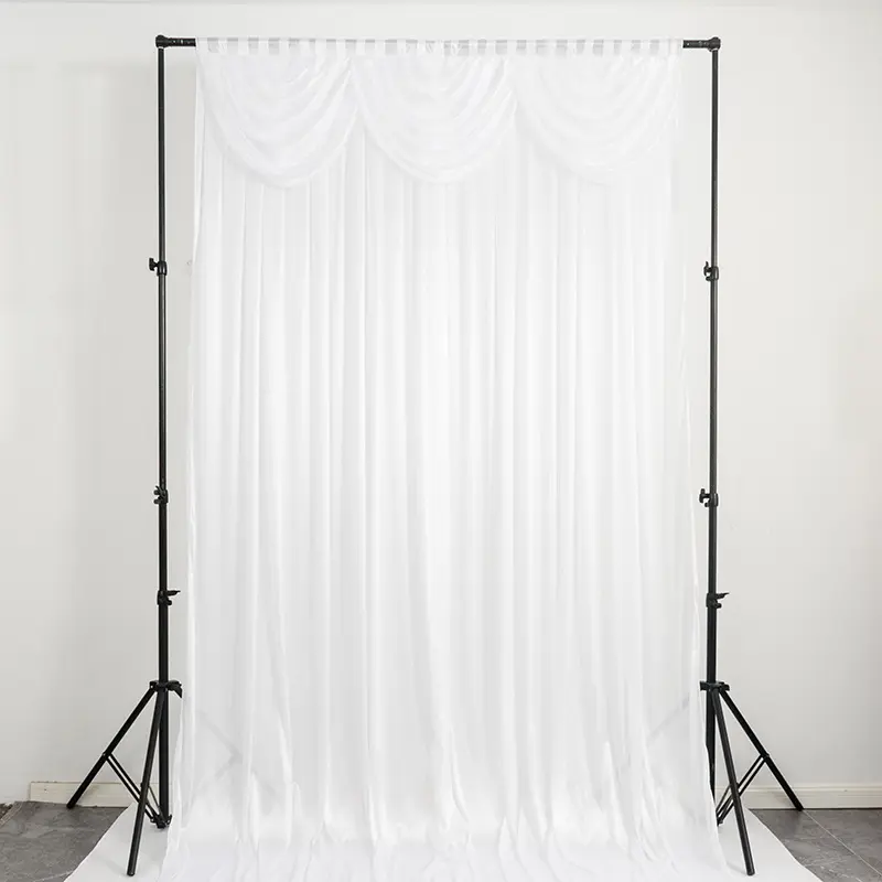 The Popular Products Solid Color White Embroidered Cloth Sequin Sheer Curtain for Hotel Wedding Banquet