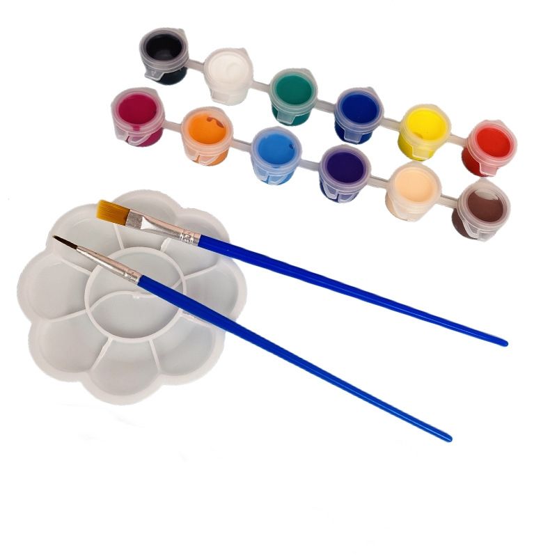 12 couleurs (3ml) + 2 pinceaux + palette