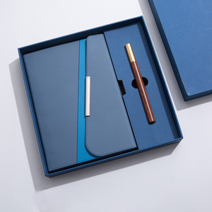 High Quality Tri-Fold Faux Leather Office Gift Set With Embossed Logo Personalized Organizer Notebook And Card Holder - Product Image 4