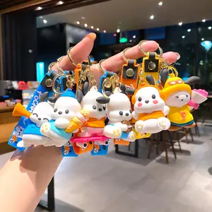 Lilangda Manufacturer Offers 6 3D Cartoon Bags Hanging Accessories Doll Machines Small Gifts Silicone Cute Dog Keychain