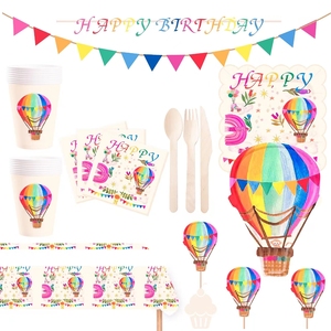 DAMAI <b>Customized</b> Hot Air <b>Balloon</b> Birthday Dinner Plate Party Disposable Paper Party Tableware Set for Kids Birthday Supplies - Product Image 2
