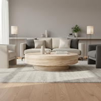Table basse ronde en travertin, mobilier moderne pour salon, table d'appoint basse pour maison, villa, appartement, salon