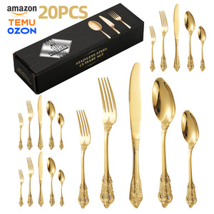 304 thép không gỉ bạc màu muỗng nĩa Bộ đồ ăn nổi <span class=keywords><strong>Flatware</strong></span> thiết lập dao kéo cho nhà juego de cubiertos de 24 piezas - Product Image 5