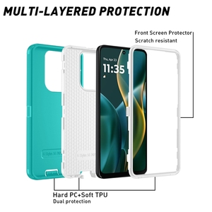 Funda Protectora para Teléfono Motorola y Modelos Android de <span class=keywords><strong>Google</strong></span>, Diseño de Triple Defensa a Prueba de Golpes de PC+TPU, Resistente y Anti-Caídas - Product Image 3