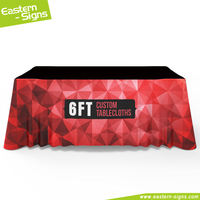 Nappe de table personnalisée extensible en tissu polyester imperméable à prix abordables avec logo pour les événements de salons publicitaires professionnels