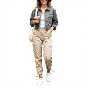 New Arrival Autumn Regular Casual High Waist Women's Pocket Cargo Straight Anti-static Quick Dry Breathable Eco-Friendly Pants - Product Image 4