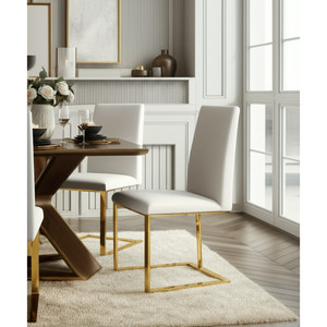 HMS bianco e oro imbottito in ecopelle sedia laterale da pranzo accento mobili per la casa per salotti ristoranti Home Office - Product Image 1