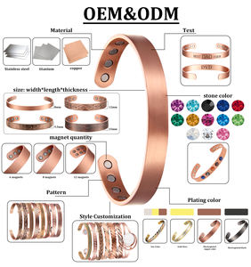 Gioielli di moda in rame braccialetti accessori albero della vita inciso polsino vichinghi magnetici in rame braccialetti uomini - Product Image 3